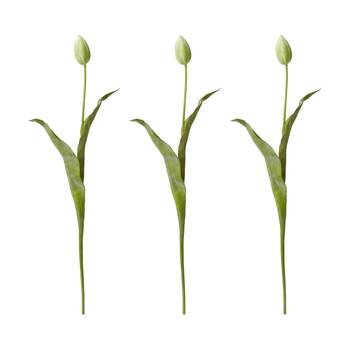 3PK E Style Tulip Stem Durable Artificial Flower Decor Green 9x3x74cm