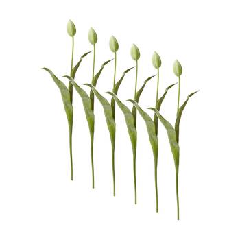 6PK E Style Tulip Stem Durable Artificial Flower Decor Green 9x3x74cm
