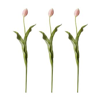3PK E Style Tulip Stem Durable Artificial Flower Decor Pink 9x3x74cm