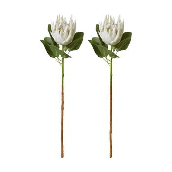 2PK E Style Protea King Stem Artificial Flower Off White 20x13x74cm