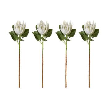 4PK E Style Protea King Stem Artificial Flower Off White 20x13x74cm