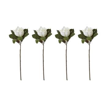 4PK E Style Magnolia Flower Stem Artificial White 30x30x70cm