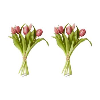 2PK E Style Tulip Petite Artificial Flower Bundle Dark Pink 22x22x30cm