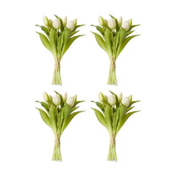 4PK E Style Tulip Petite Artificial Flower Bundle White 22x22x30cm