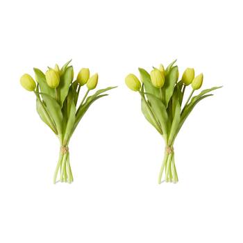 2PK E Style Tulip Petite Artificial Flower Bundle Yellow 22x22x30cm