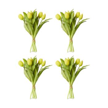 4PK E Style Tulip Petite Artificial Flower Bundle Yellow 22x22x30cm