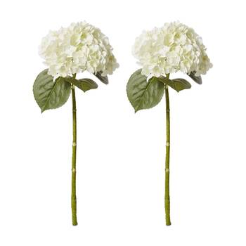 2PK E Style Hydrangea Classic Artificial Flower Stem White Green 30x20x52cm