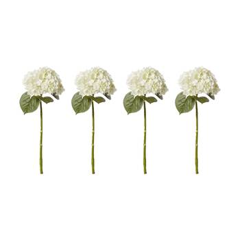 4PK E Style Hydrangea Classic Artificial Flower Stem White Green 30x20x52cm