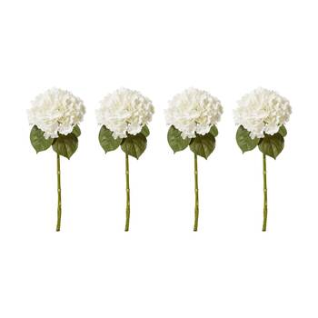 4PK E Style Hydrangea Classic Artificial Flower Stem White 30x20x52cm