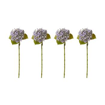 4PK E Style Hydrangea Garden Stem Artificial Flower Purple 26x20x61cm