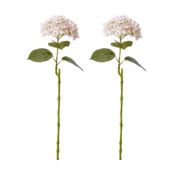 2PK E Style Hydrangea Garden Stem Artificial Flower Soft Pink 26x20x61cm