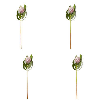 4PK E Style Protea Stem Durable Artificial Flower Decor Pink 18x18x71cm