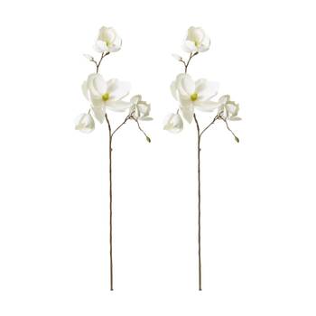 2PK E Style Magnolia Winter Spray Artificial Flower White 50x22x108cm