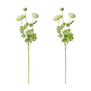 2PK E Style Ranunculus Floral Stem Spray Artificial Flower Green 20x18x64cm