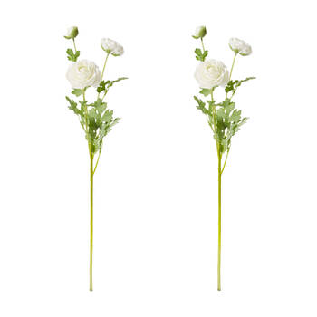 2PK E Style Ranunculus Floral Stem Spray Artificial Flower White 20x18x64cm