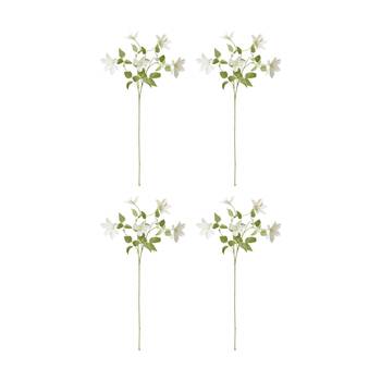 4PK E Style Clematis Stem Durable Artificial Flower White 42x20x86cm