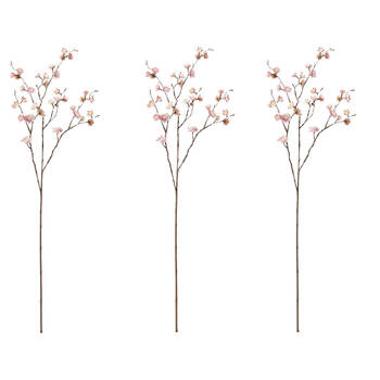 3PK E Style Blossom Plum Spray Stem Artificial Flower Pink 28x14x89cm