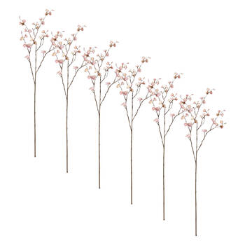 6PK E Style Blossom Plum Spray Stem Artificial Flower Pink 28x14x89cm