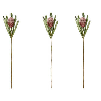 3PK E Style Banksia Plant Stem Durable Artificial Flower Dusty Pink 14x14x58cm