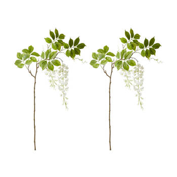 2PK E Style Wisteria Hanging Spray Plant Artificial Flower White 36x30x127cm
