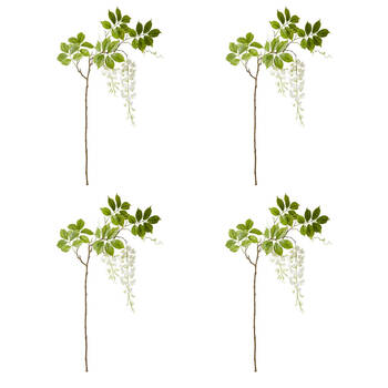 4PK E Style Wisteria Hanging Spray Plant Artificial Flower White 36x30x127cm