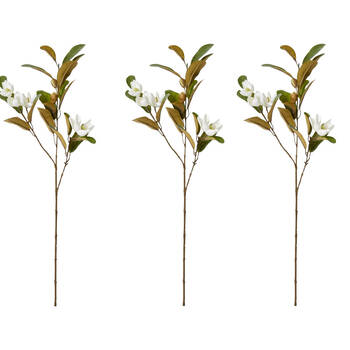 3PK E Style Magnolia Pearl Spray Artificial Flower White 24x12x61cm