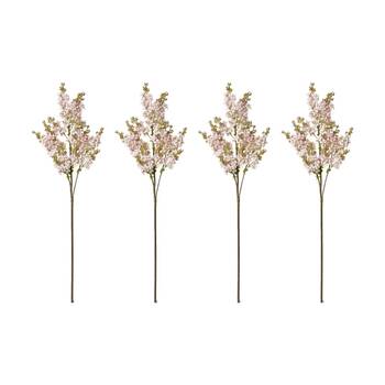 4PK E Style Lilac Spray Floral Stem Artificial Flower Decor Pink 22x10x76cm