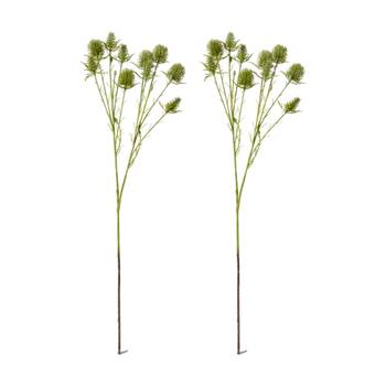 2PK E Style Thistle Spray Stem Artificial Flower Plant Green 24x12x69cm