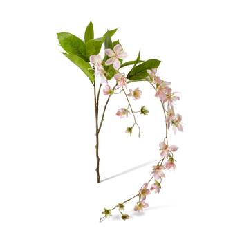 E Style Island Blossom Leaves Spray Artificial Flower Stem Pink 36x30x104cm