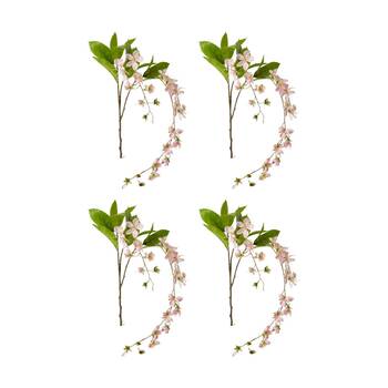 4PK E Style Island Blossom Leaves Spray Artificial Flower Stem Pink 36x30x104cm