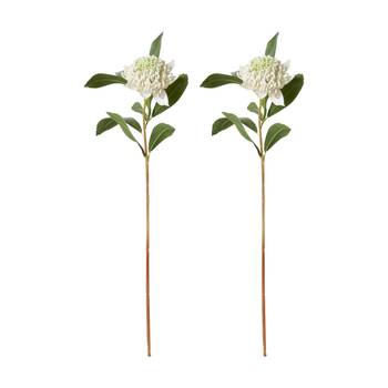 2PK E Style Waratah Floral Stem Durable Artificial Flower White 24x22x69cm