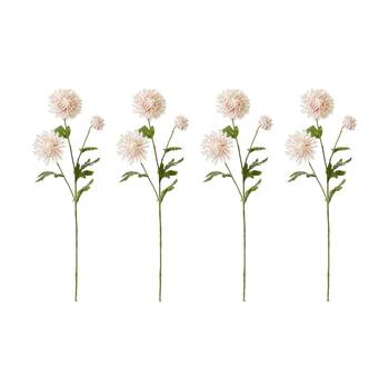 4PK E Style Chrysanthemum Spray Artificial Flower Stem Pink 16x9x64cm