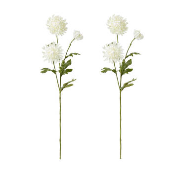 2PK E Style Chrysanthemum Spray Artificial Flower Stem White 16x9x64cm