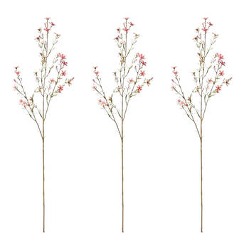 3PK E Style Wax Flower Spray Durable Artificial Floral Stem Pink 20x5x79cm