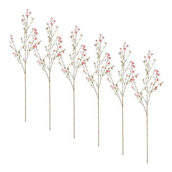 6PK E Style Wax Flower Spray Durable Artificial Floral Stem Pink 20x5x79cm