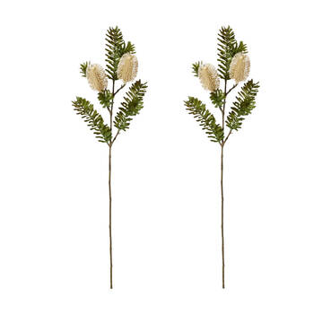 2PK E Style Banksia Spray Artificial Flower Plant Stem Beige 20x9x66cm