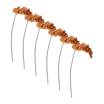 6PK E Style Phalaenopsis Orchid Stem Artificial Flower Rust 20x8x95cm