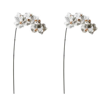 2PK E Style Phalaenopsis Orchid Stem Artificial Flower White Black 20x8x95cm