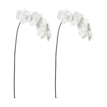 2PK E Style Phalaenopsis Orchid Stem Artificial Flower White 20x8x95cm