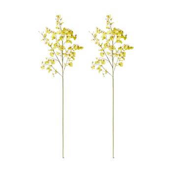 2PK E Style Orchid Dancing Spray Stem Artificial Flower Yellow 36x30x102cm