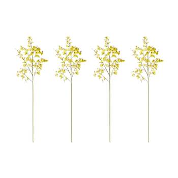 4PK E Style Orchid Dancing Spray Stem Artificial Flower Yellow 36x30x102cm