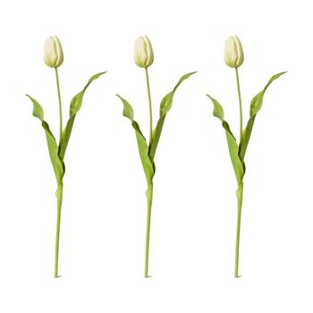 3PK E Style Tulip Dutch Stem Durable Decor Artificial Flower Green 13x10x57cm