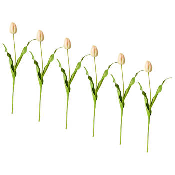6PK E Style Tulip Dutch Stem Durable Artificial Flower Pink Green 13x10x57cm