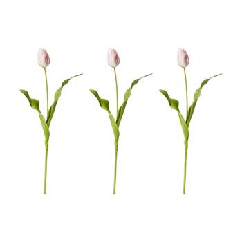 3PK E Style Tulip Dutch Stem Durable Decor Artificial Flower Pink 13x10x57cm