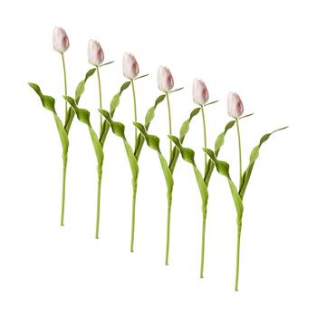 6PK E Style Tulip Dutch Stem Durable Decor Artificial Flower Pink 13x10x57cm