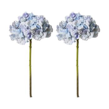2PK E Style Hydrangea Stem Artificial Flower Durable Decor Blue 25x25x53cm