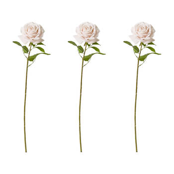 3PK E Style Rose Garden Stem Durable Artificial Flower Blush Pink 22x14x66cm