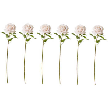 6PK E Style Rose Garden Stem Durable Artificial Flower Blush Pink 22x14x66cm
