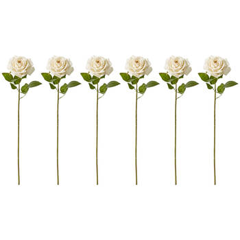 6PK E Style Rose Garden Stem Durable Artificial Flower Champagne 22x14x66cm
