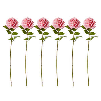 6PK E Style Rose Garden Stem Durable Artificial Flower Dark Pink 22x14x66cm